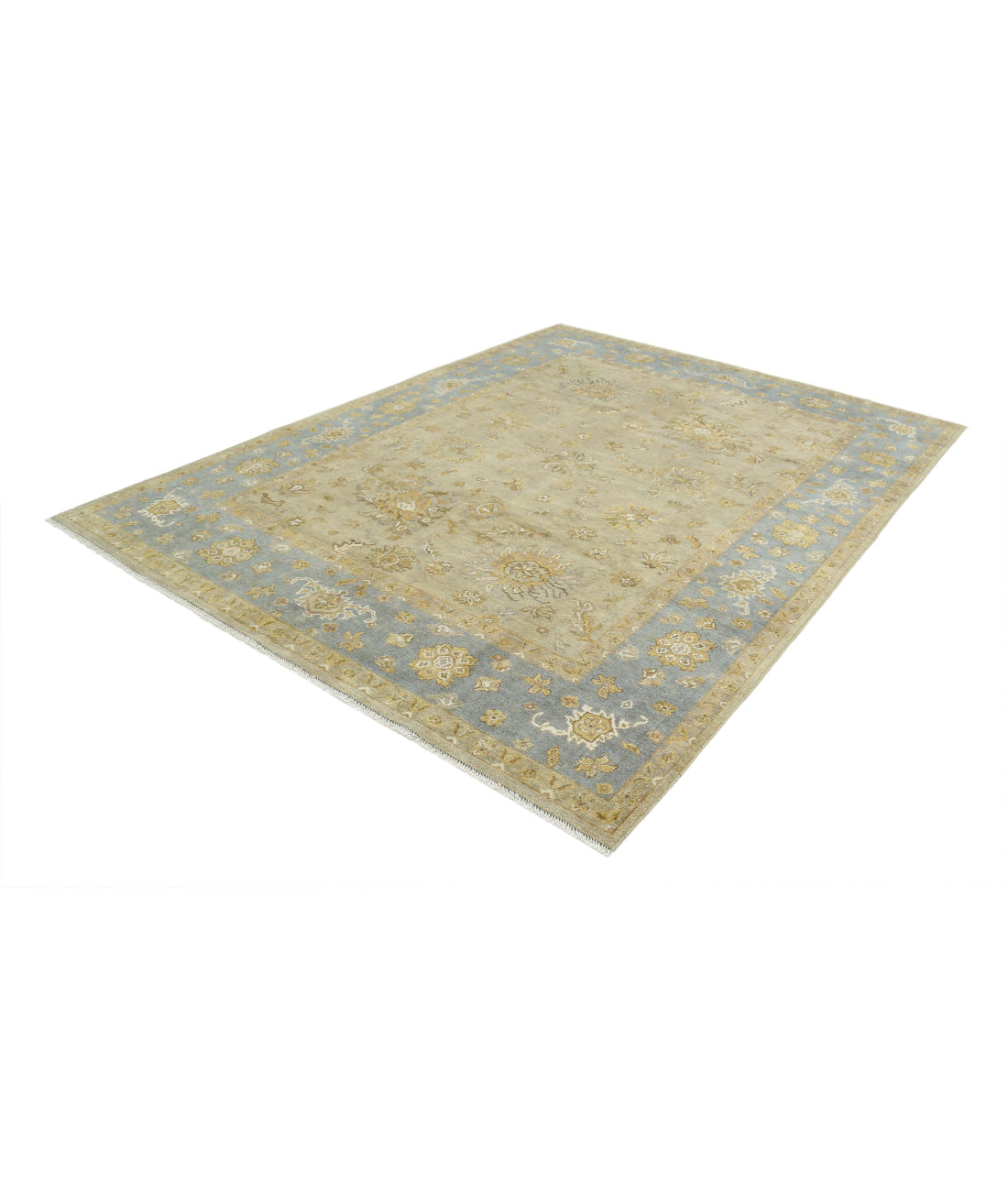 Ziegler 7'8'' X 9'8'' Hand-Knotted Wool Rug 7'8'' x 9'8'' (230 X 290) / Taupe / Blue