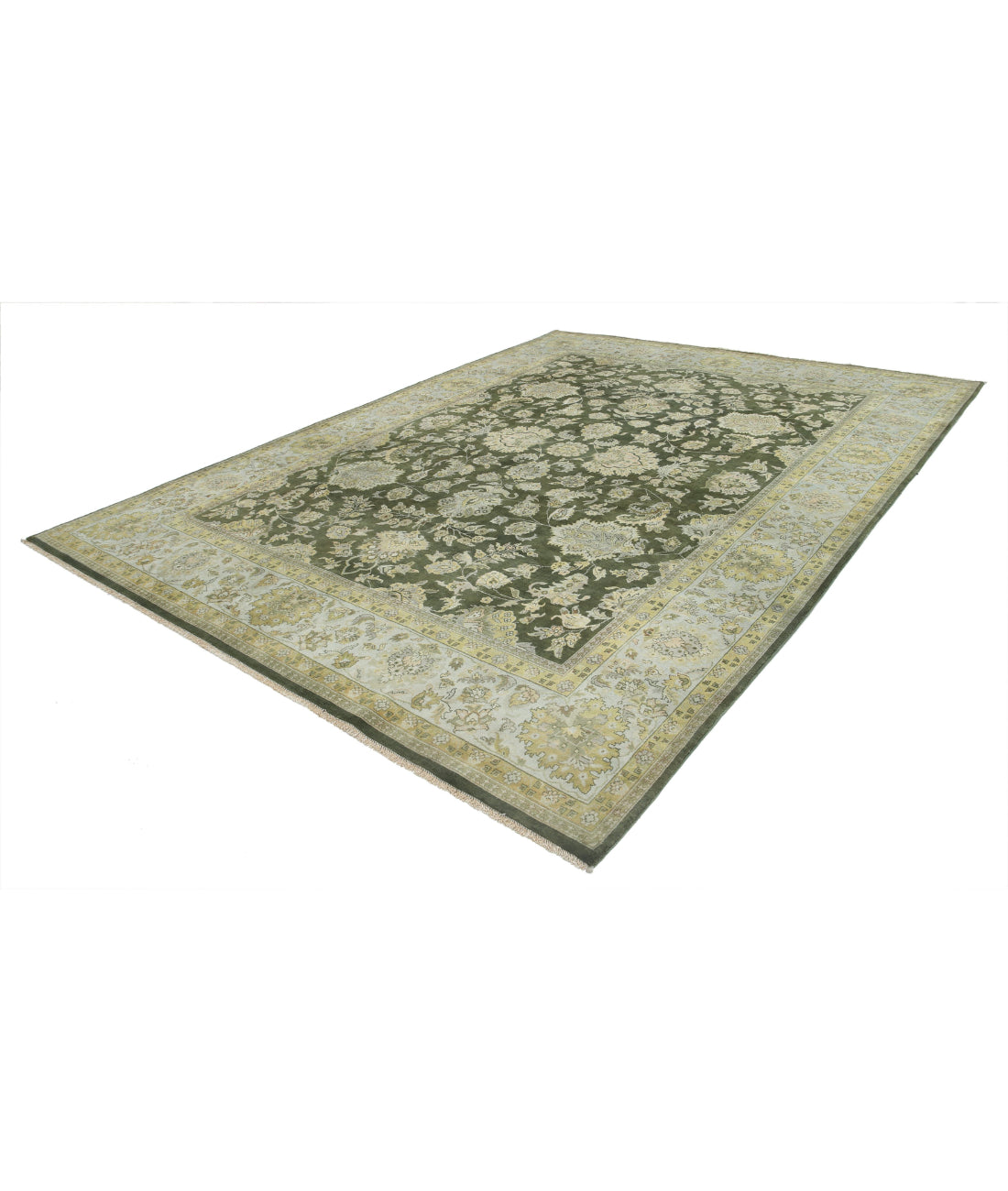 Ziegler 9'0'' X 11'10'' Hand-Knotted Wool Rug 9'0'' x 11'10'' (270 X 355) / Green / Blue