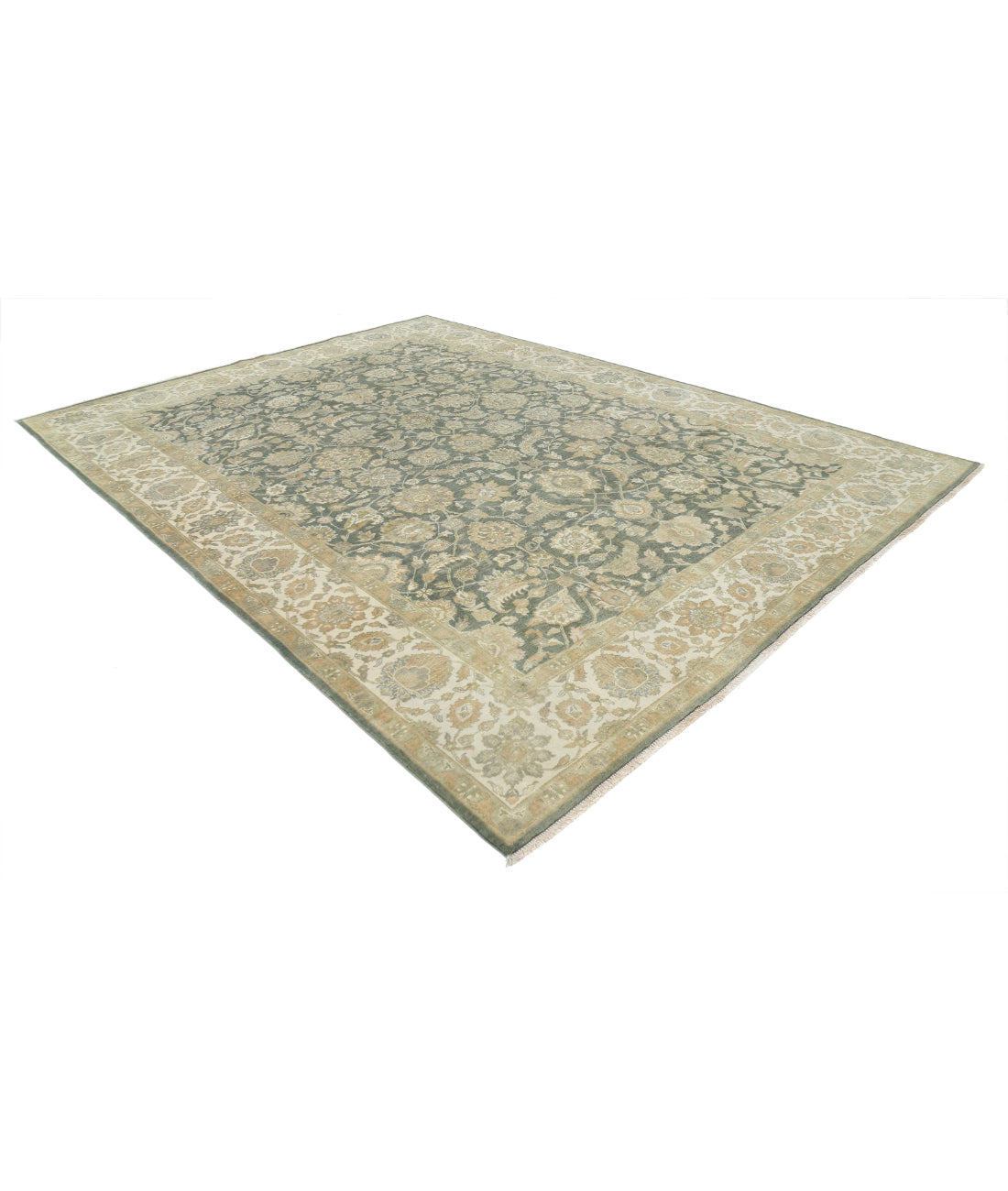 Ziegler 8'8'' X 11'5'' Hand-Knotted Wool Rug 8'8'' x 11'5'' (260 X 343) / Green / Ivory