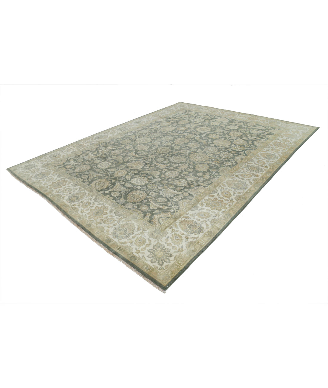 Ziegler 8'8'' X 11'5'' Hand-Knotted Wool Rug 8'8'' x 11'5'' (260 X 343) / Green / Ivory