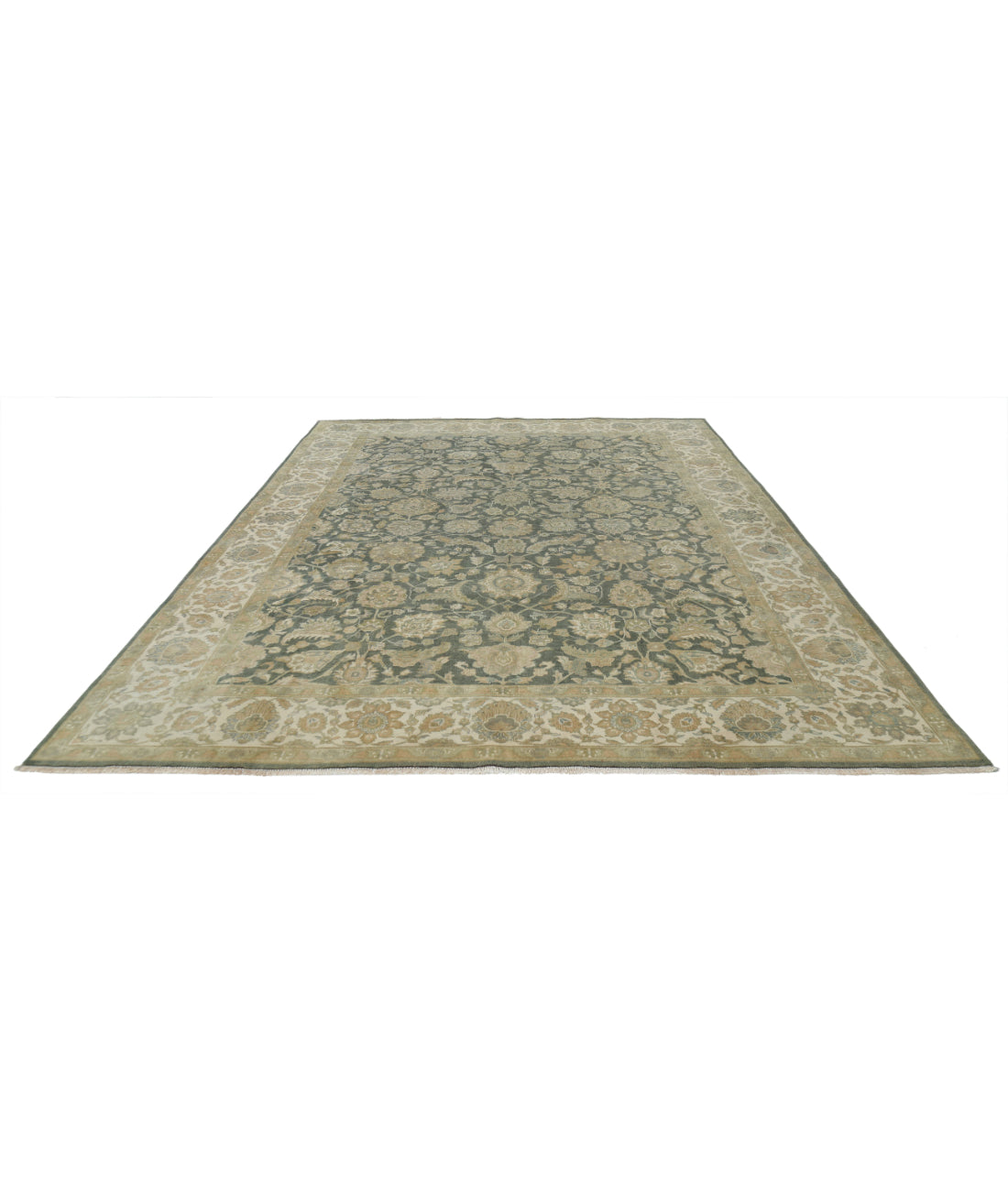 Ziegler 8'8'' X 11'5'' Hand-Knotted Wool Rug 8'8'' x 11'5'' (260 X 343) / Green / Ivory