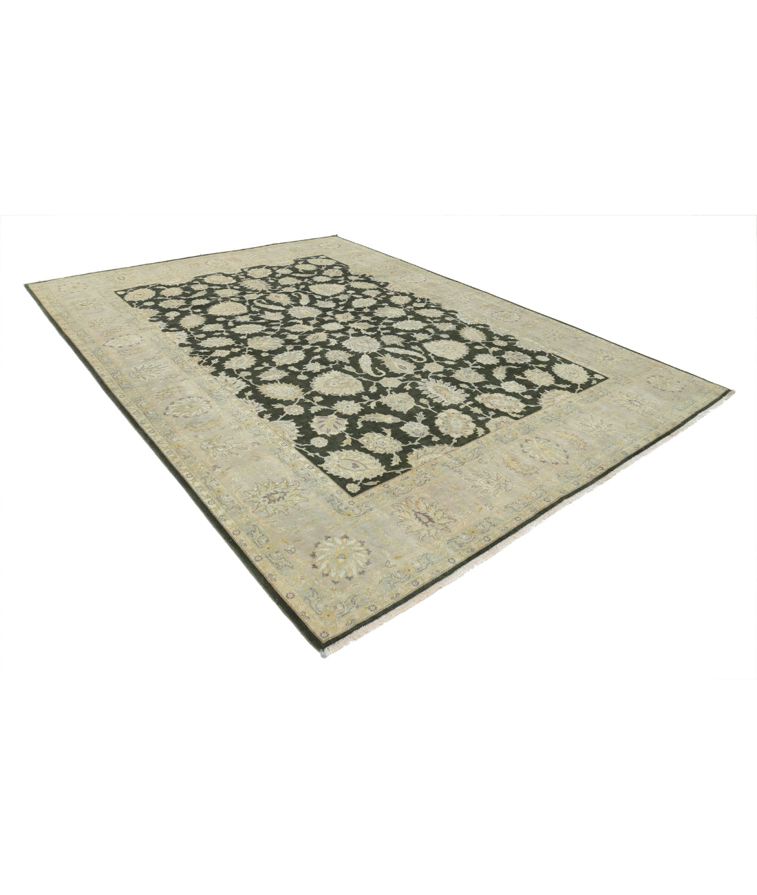 Ziegler 8'11'' X 11'8'' Hand-Knotted Wool Rug 8'11'' x 11'8'' (268 X 350) / Green / Ivory