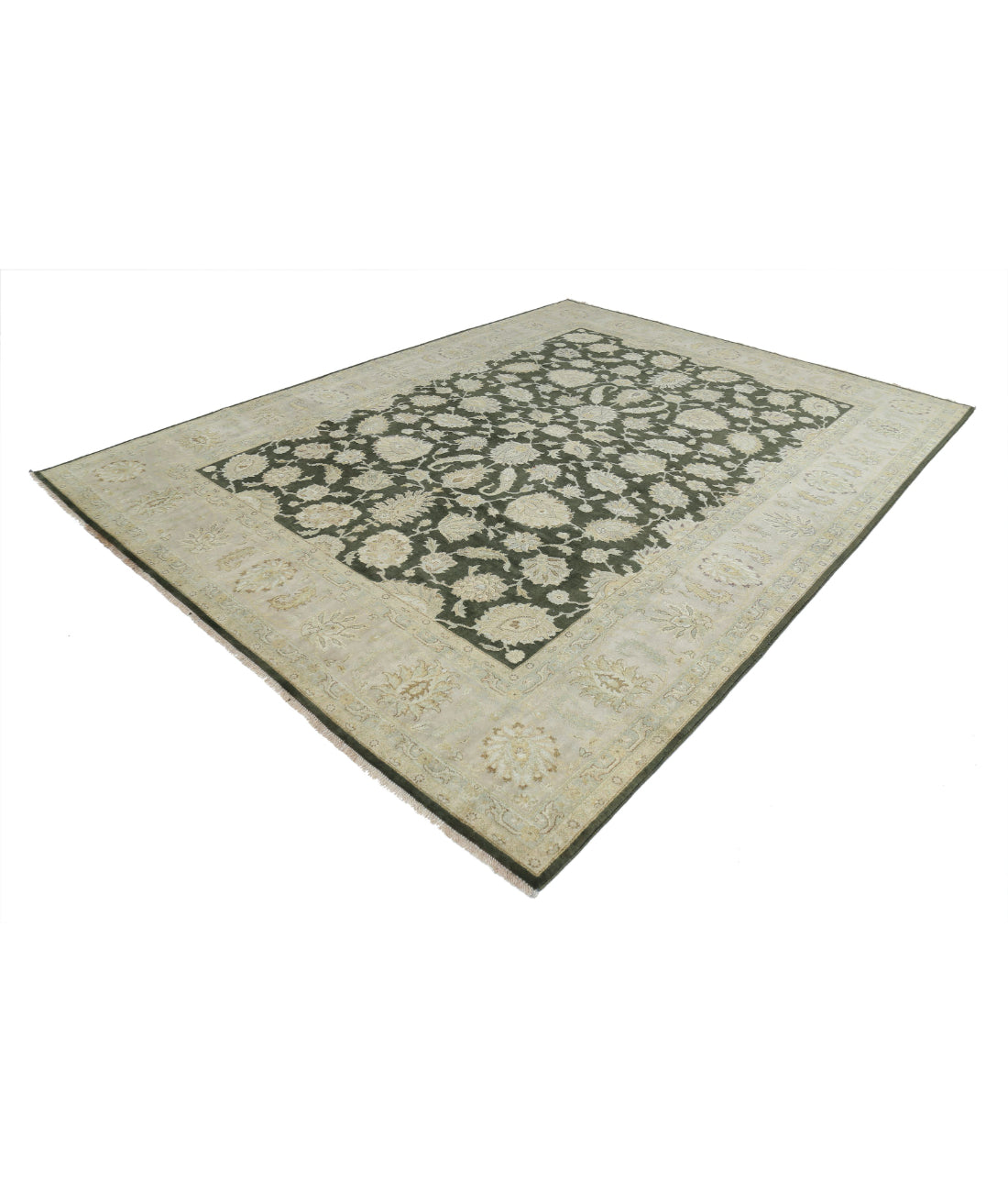 Ziegler 8'11'' X 11'8'' Hand-Knotted Wool Rug 8'11'' x 11'8'' (268 X 350) / Green / Ivory