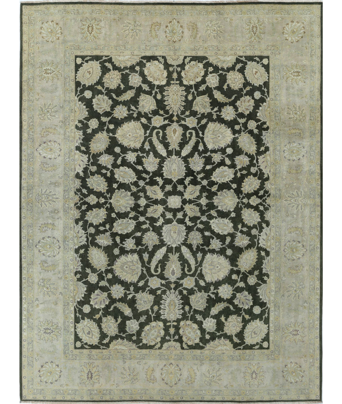 Ziegler 8'11'' X 11'8'' Hand-Knotted Wool Rug 8'11'' x 11'8'' (268 X 350) / Green / Ivory