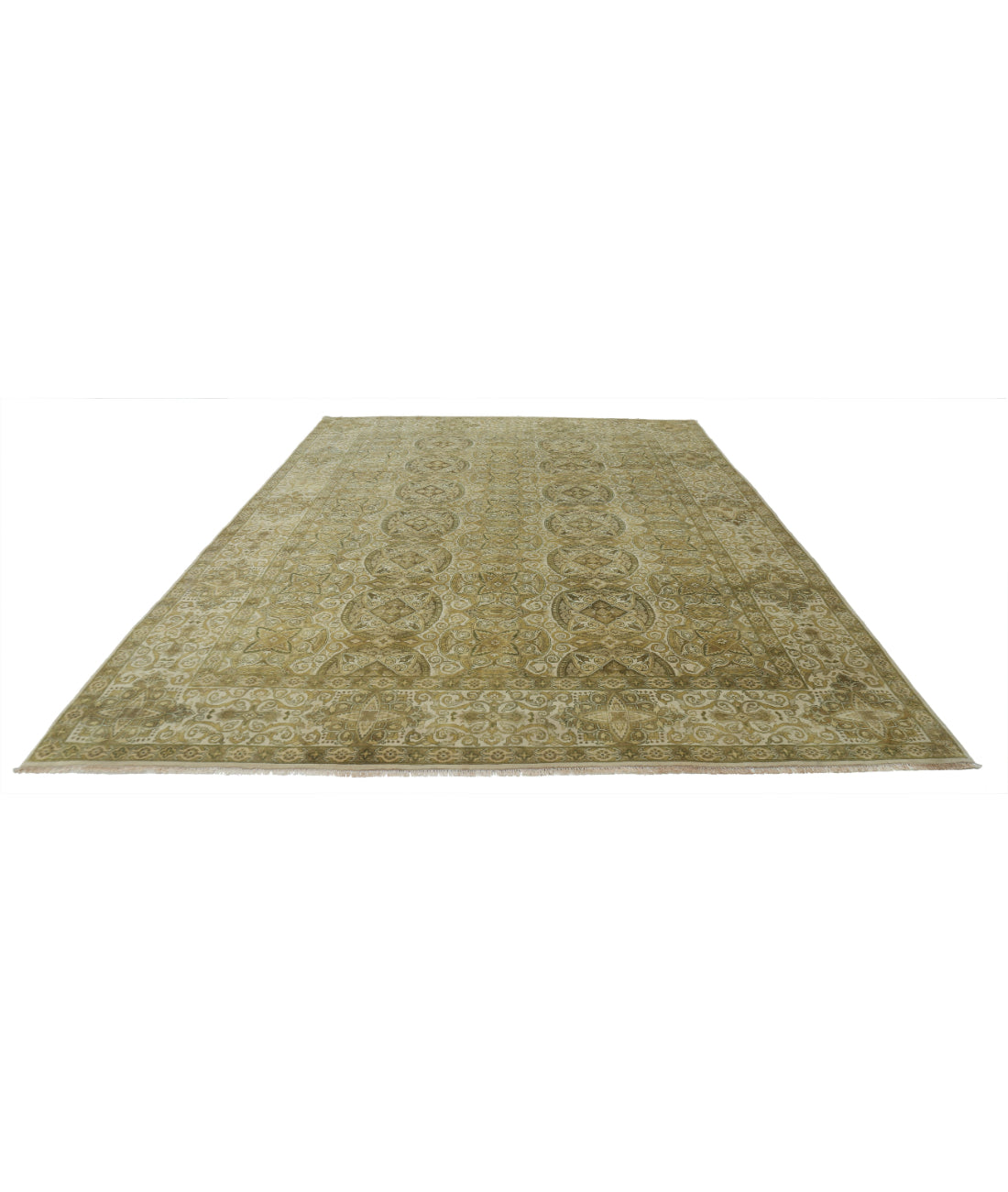 Ziegler 8'11'' X 11'7'' Hand-Knotted Wool Rug 8'11'' x 11'7'' (268 X 348) / Green / Ivory