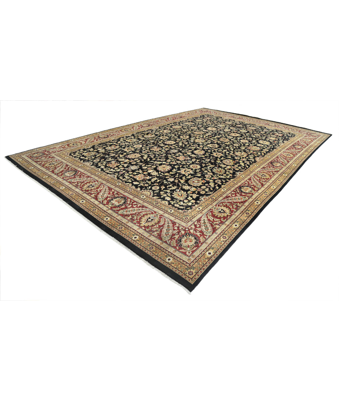 Ziegler 11'9'' X 17'11'' Hand-Knotted Wool Rug 11'9'' x 17'11'' (353 X 538) / Black / Ivory