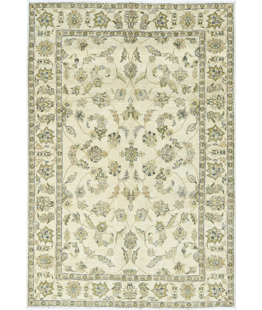 Ziegler 4'5'' X 6'5'' Hand-Knotted Wool Rug 4'5'' x 6'5'' (133 X 193) / Ivory / N/A