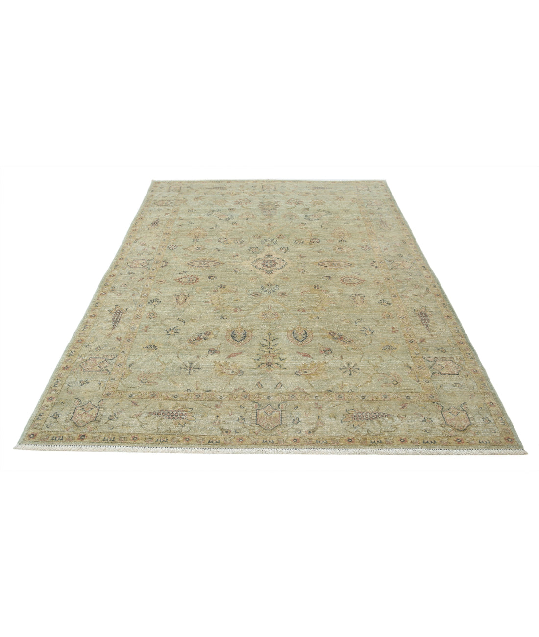 Ziegler 5'4'' X 7'9'' Hand-Knotted Wool Rug 5'4'' x 7'9'' (160 X 233) / Green / Taupe