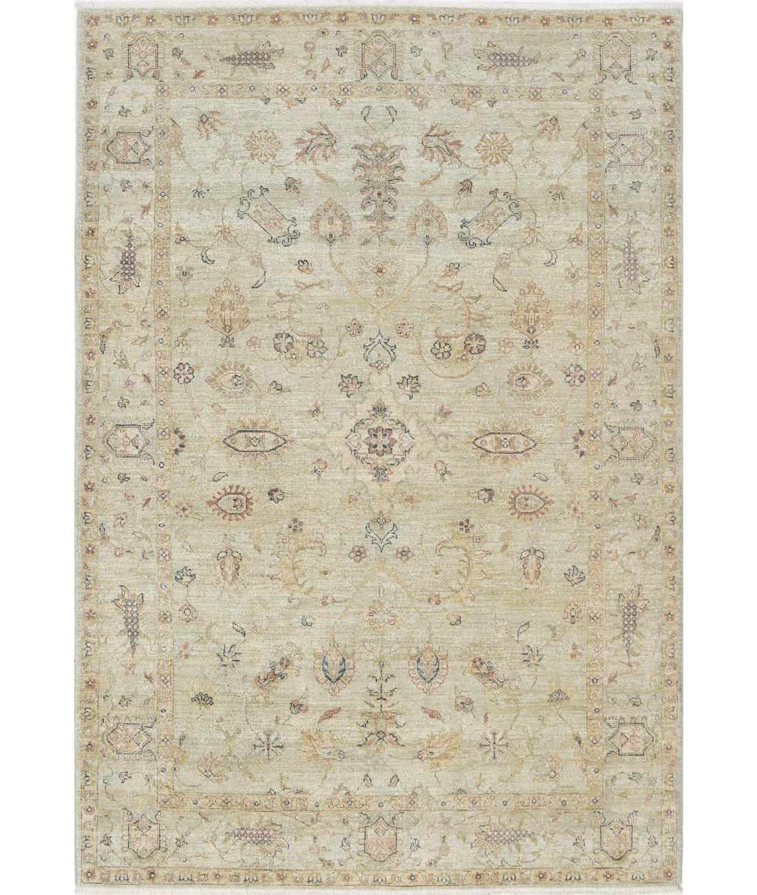 Ziegler 5'4'' X 7'9'' Hand-Knotted Wool Rug 5'4'' x 7'9'' (160 X 233) / Green / Taupe