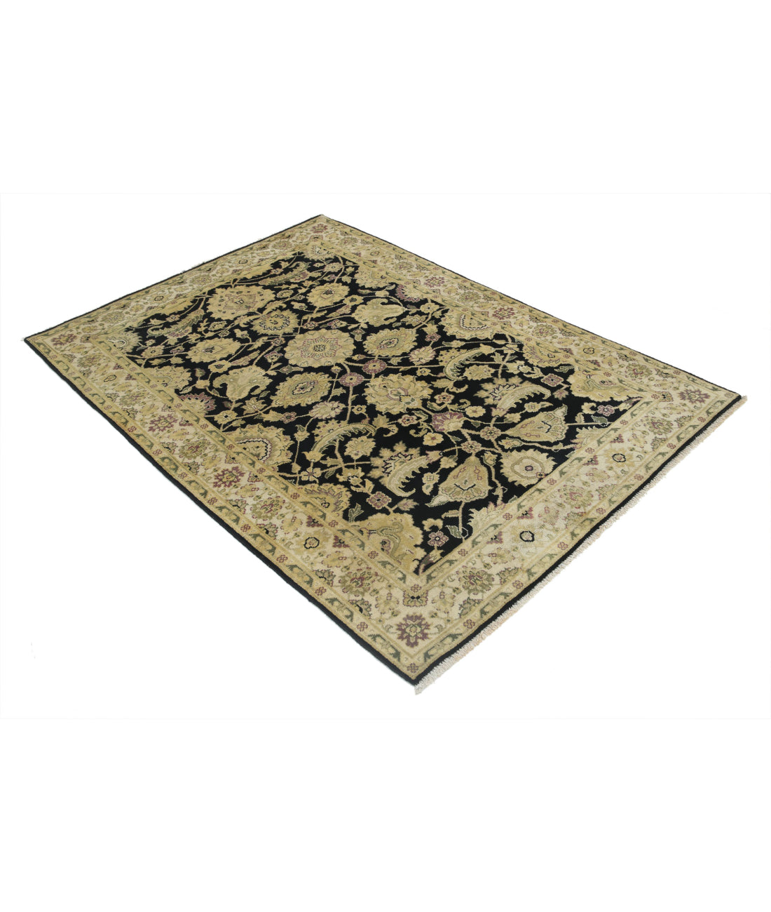 Ziegler 4'0'' X 5'9'' Hand-Knotted Wool Rug 4'0'' x 5'9'' (120 X 173) / Black / N/A