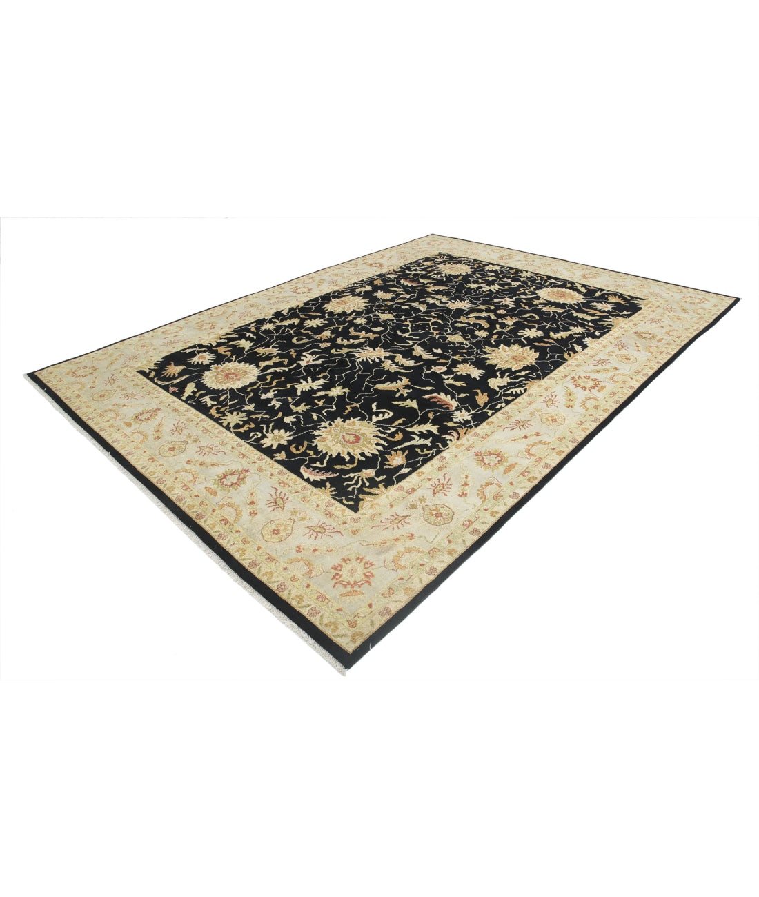 Ziegler 8'8'' X 11'9'' Hand-Knotted Wool Rug 8'8'' x 11'9'' (260 X 353) / Black / Ivory