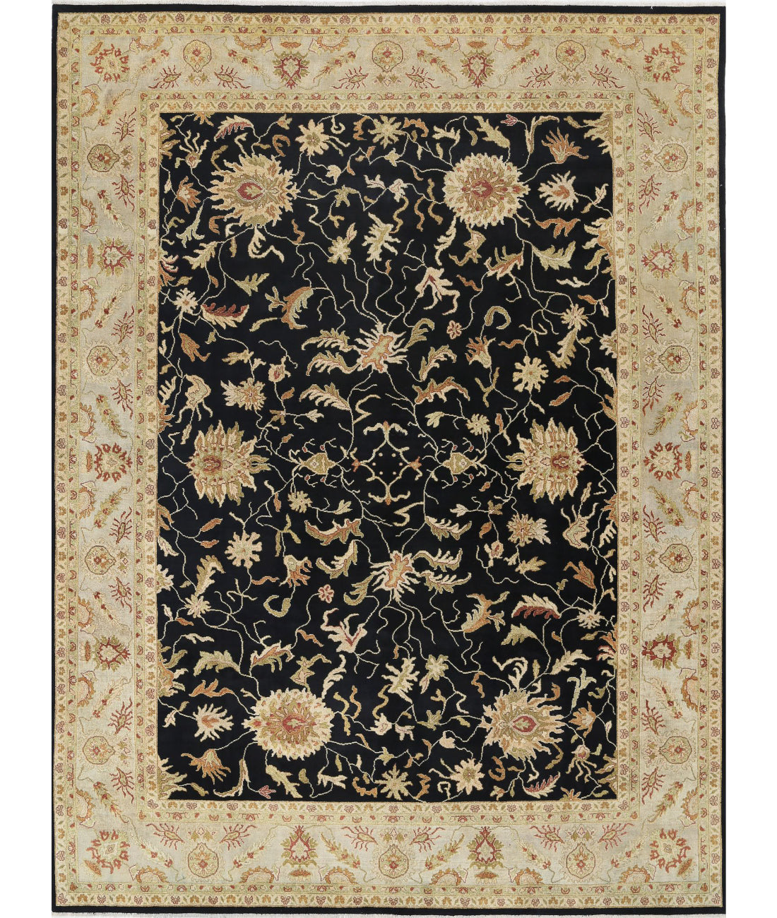 Ziegler 8'8'' X 11'9'' Hand-Knotted Wool Rug 8'8'' x 11'9'' (260 X 353) / Black / Ivory