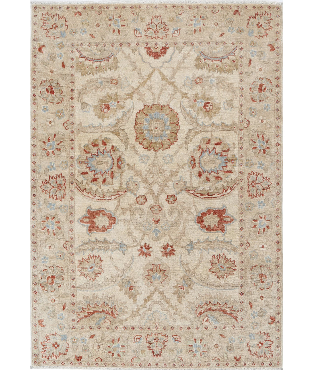 Ziegler 4'1'' X 6'0'' Hand-Knotted Wool Rug 4'1'' x 6'0'' (123 X 180) / Ivory / N/A