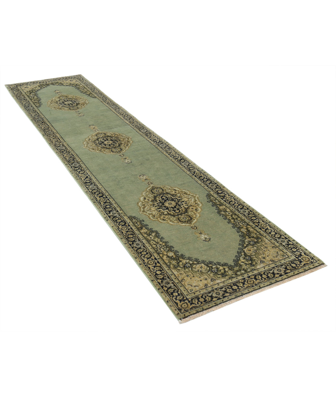 Ziegler 2'7'' X 11'9'' Hand-Knotted Wool Rug 2'7'' x 11'9'' (78 X 353) / Green / N/A