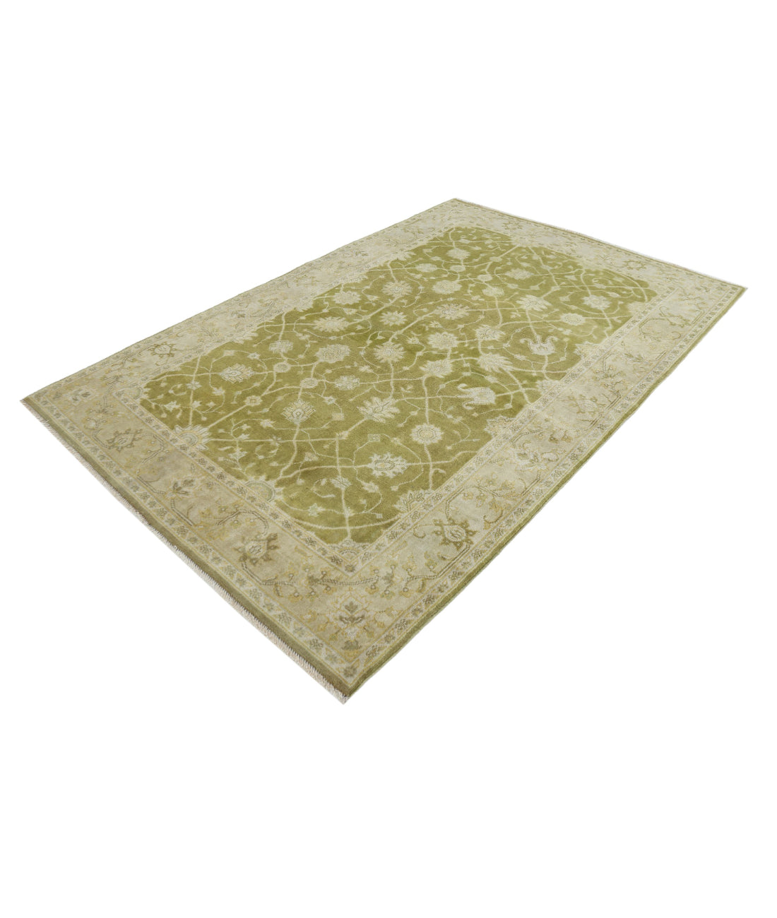 Ziegler 5'1'' X 7'9'' Hand-Knotted Wool Rug 5'1'' x 7'9'' (153 X 233) / Green / Ivory