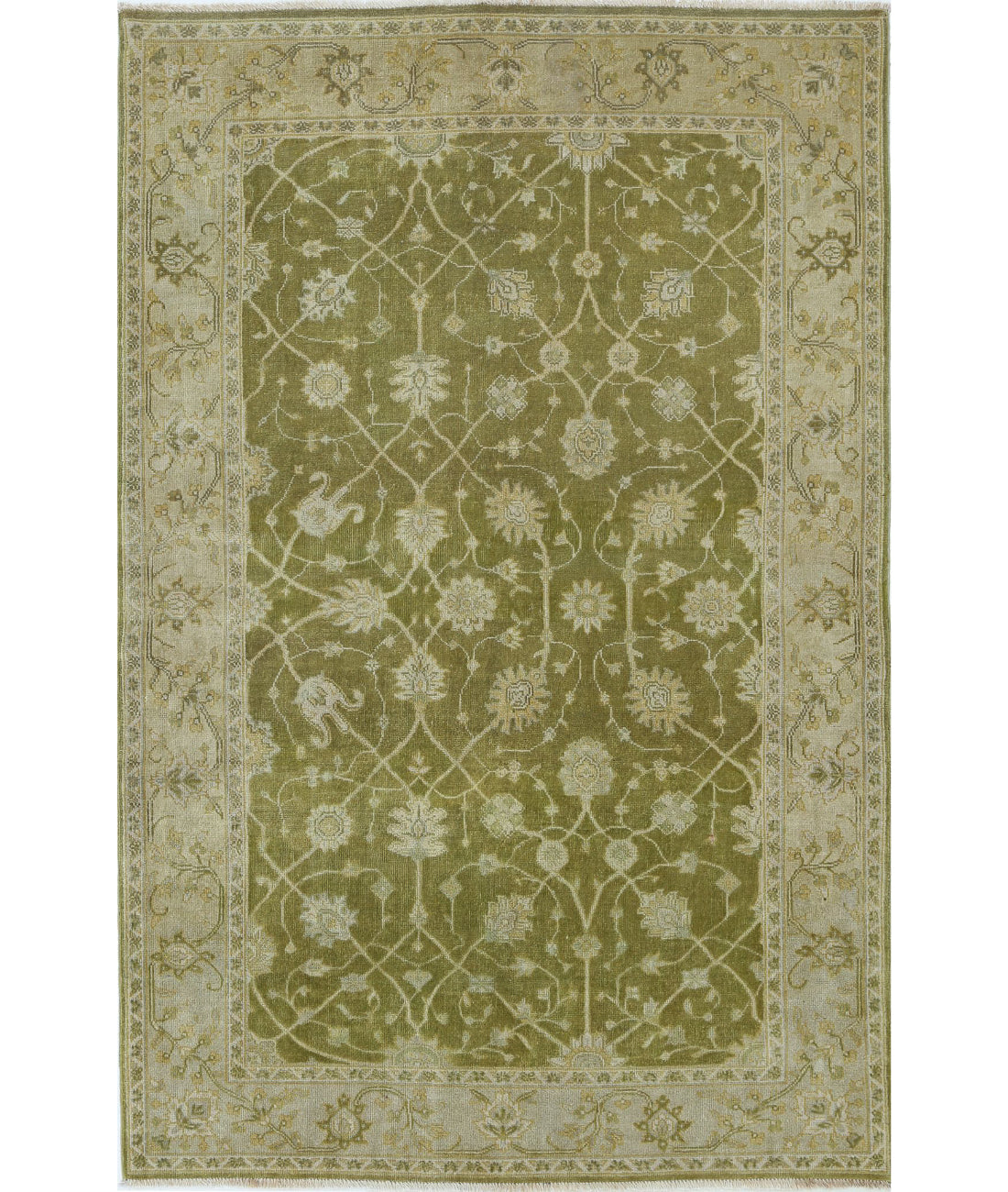 Ziegler 5'1'' X 7'9'' Hand-Knotted Wool Rug 5'1'' x 7'9'' (153 X 233) / Green / Ivory