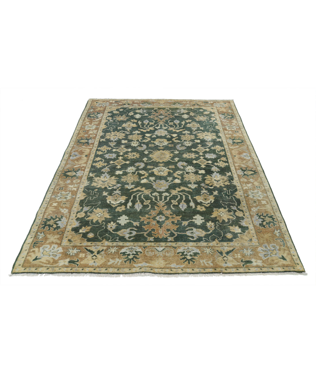 Ziegler 5'5'' X 8'1'' Hand-Knotted Wool Rug 5'5'' x 8'1'' (163 X 243) / Green / Taupe