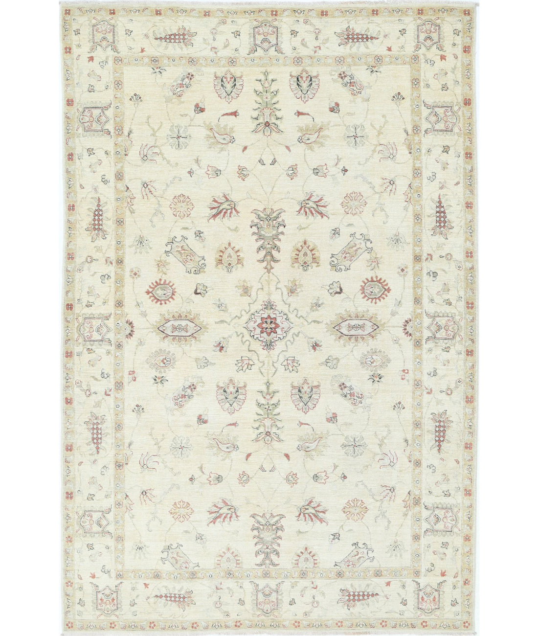 Ziegler 6'7'' X 9'11'' Hand-Knotted Wool Rug 6'7'' x 9'11'' (198 X 298) / Ivory / N/A