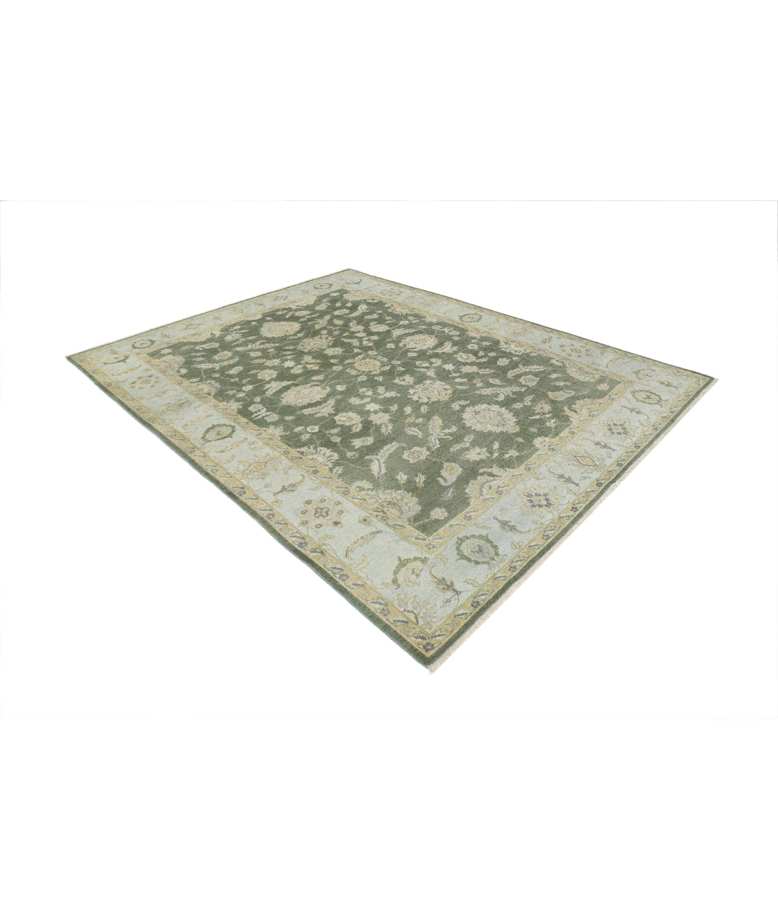 Ziegler 7'6'' X 9'9'' Hand-Knotted Wool Rug 7'6'' x 9'9'' (225 X 293) / Green / Ivory