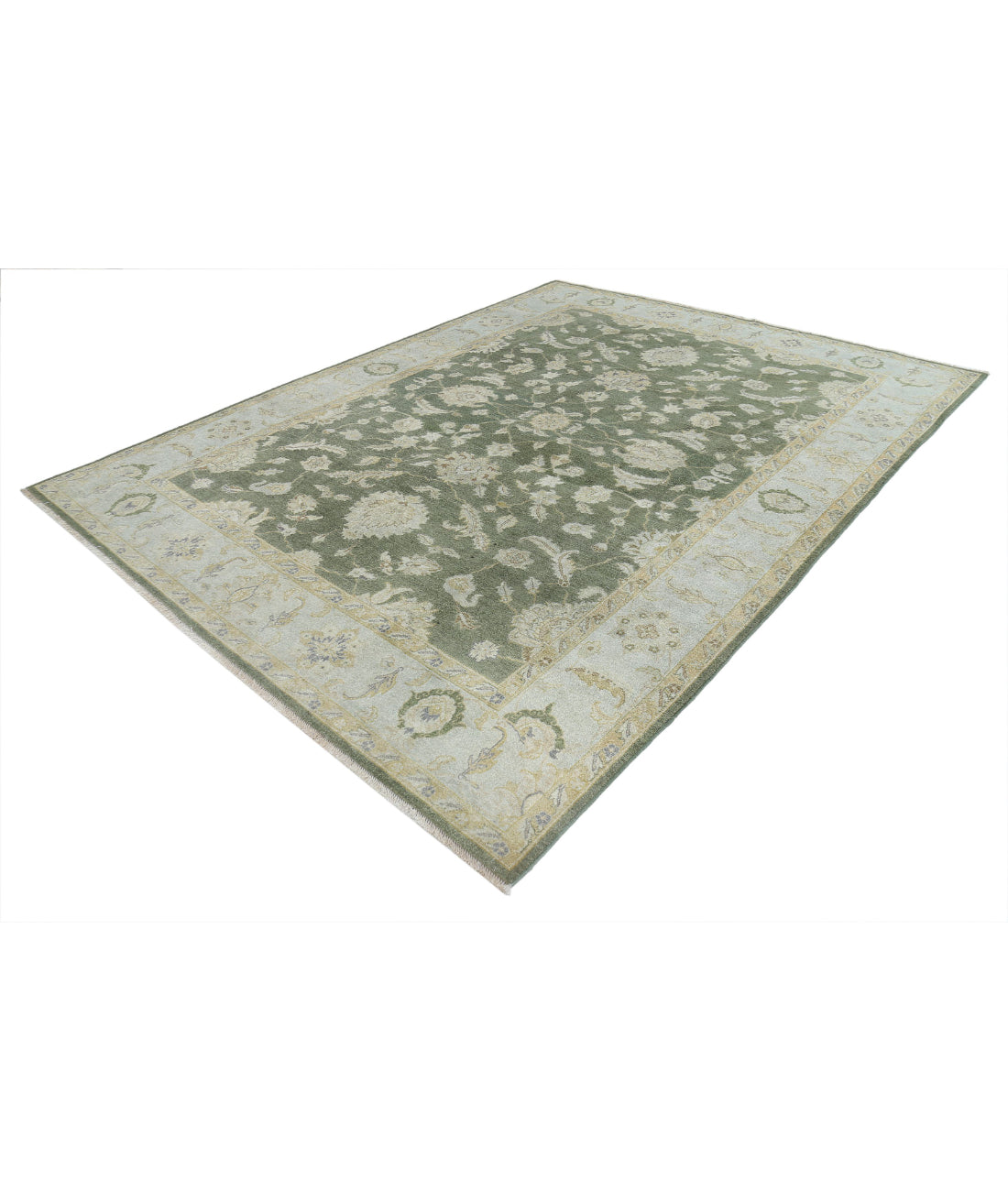 Ziegler 7'6'' X 9'9'' Hand-Knotted Wool Rug 7'6'' x 9'9'' (225 X 293) / Green / Ivory