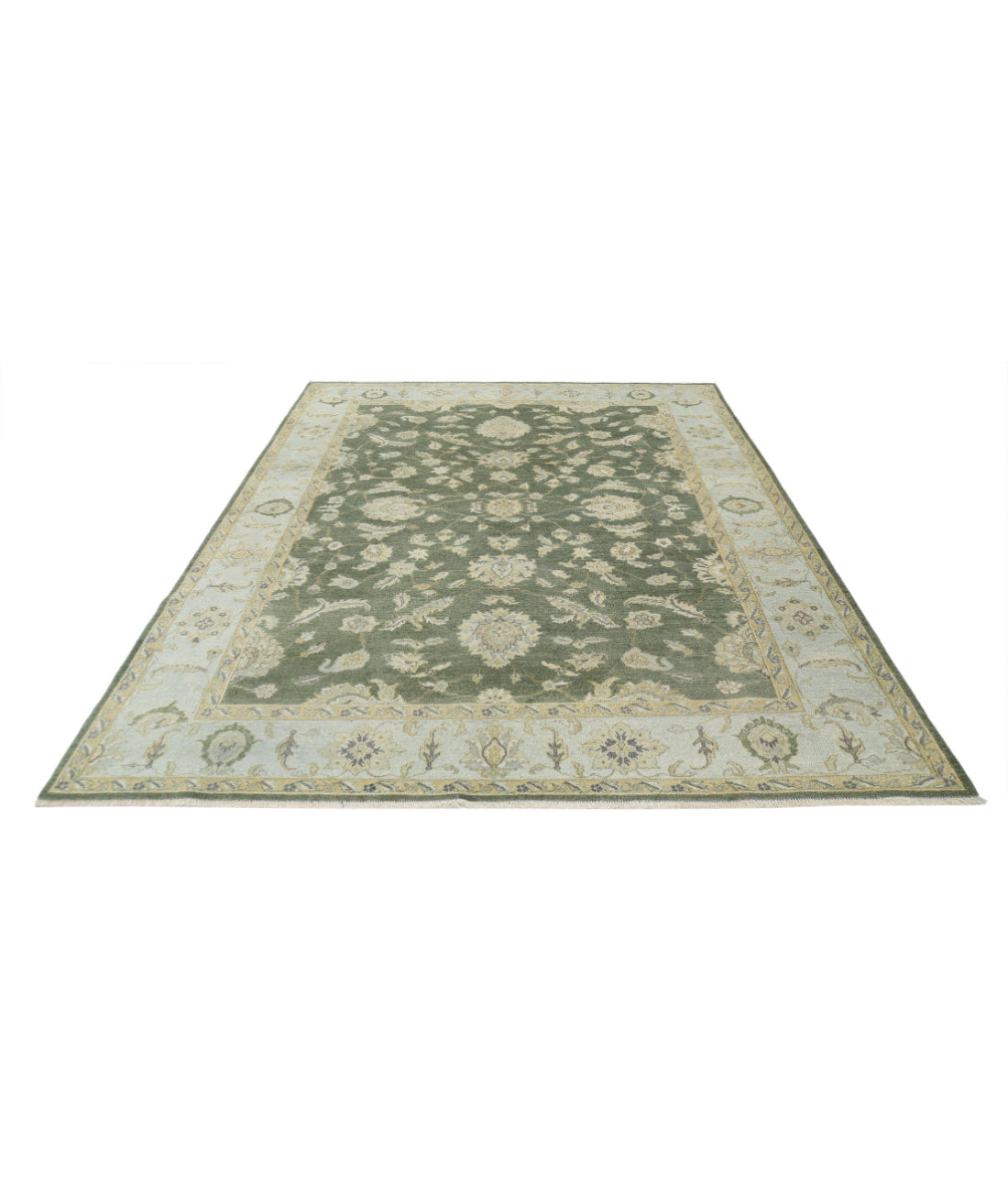 Ziegler 7'6'' X 9'9'' Hand-Knotted Wool Rug 7'6'' x 9'9'' (225 X 293) / Green / Ivory