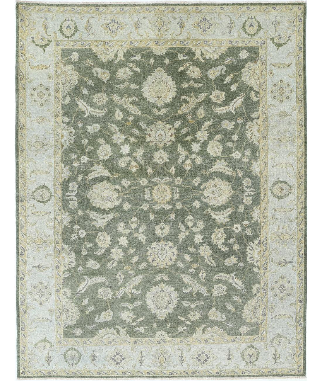 Ziegler 7'6'' X 9'9'' Hand-Knotted Wool Rug 7'6'' x 9'9'' (225 X 293) / Green / Ivory