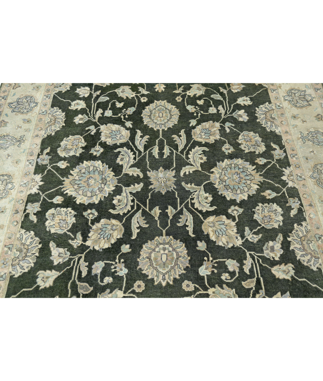 Ziegler 6'0'' X 8'8'' Hand-Knotted Wool Rug 6'0'' x 8'8'' (180 X 260) / Green / Ivory