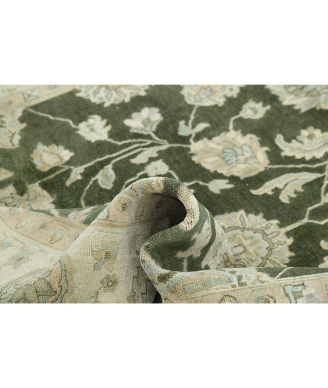 Ziegler 6'0'' X 8'8'' Hand-Knotted Wool Rug 6'0'' x 8'8'' (180 X 260) / Green / Ivory