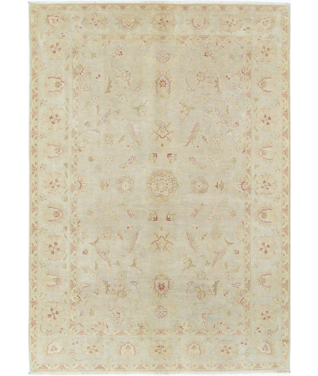 Ziegler 6'0'' X 8'6'' Hand-Knotted Wool Rug 6'0'' x 8'6'' (180 X 255) / Ivory / Blue