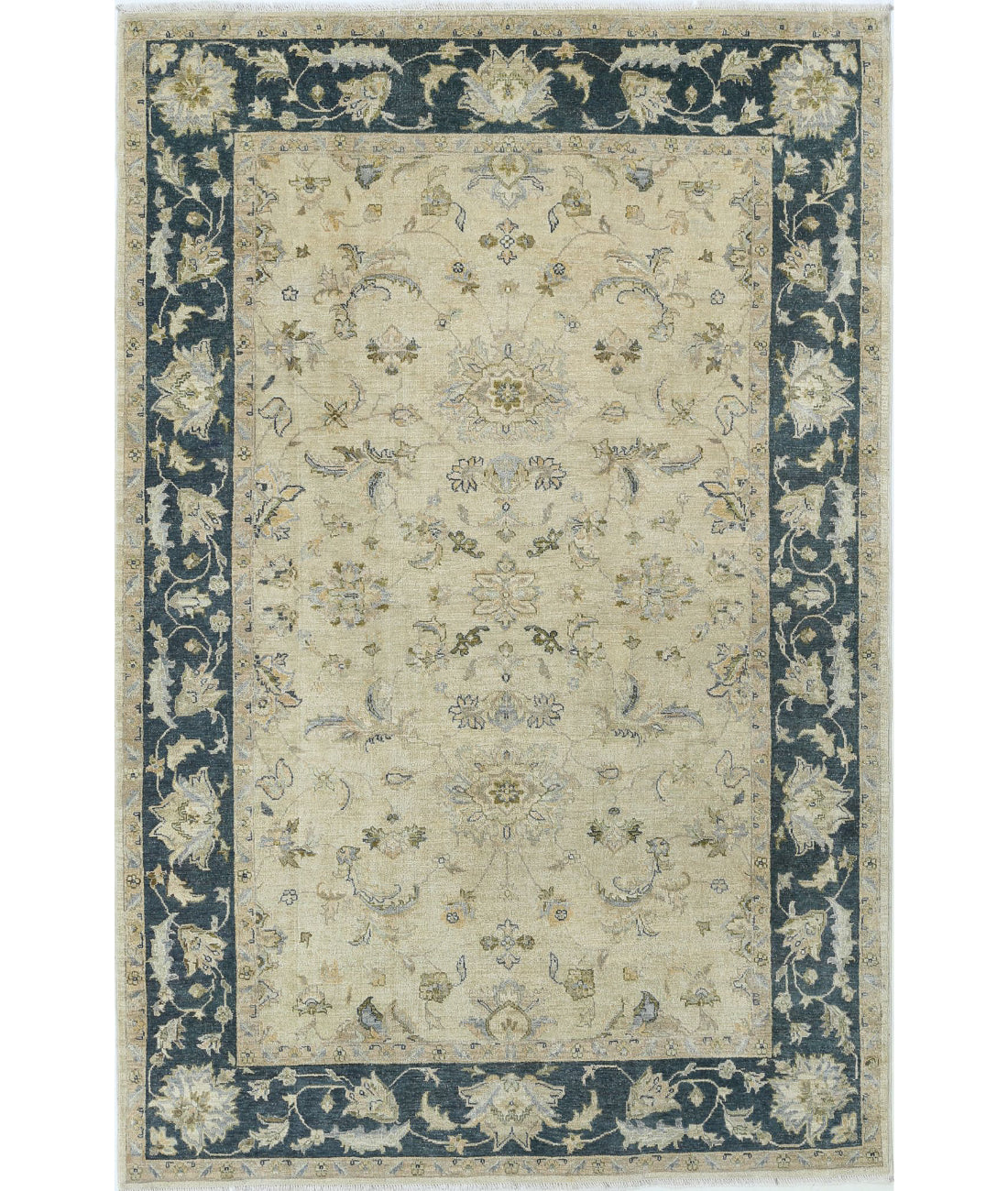 Ziegler 5'6'' X 8'4'' Hand-Knotted Wool Rug 5'6'' x 8'4'' (165 X 250) / Ivory / Blue