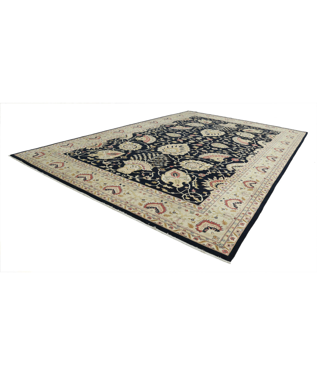 Ziegler 11'9'' X 17'8'' Hand-Knotted Wool Rug 11'9'' x 17'8'' (353 X 530) / Blue / Ivory