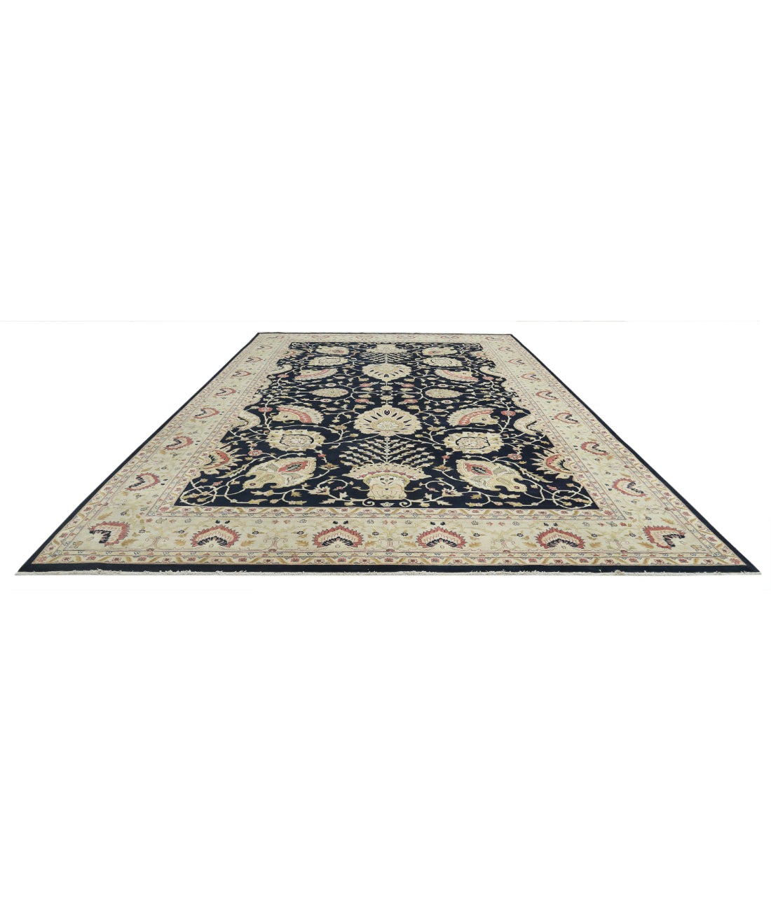 Ziegler 11'9'' X 17'8'' Hand-Knotted Wool Rug 11'9'' x 17'8'' (353 X 530) / Blue / Ivory