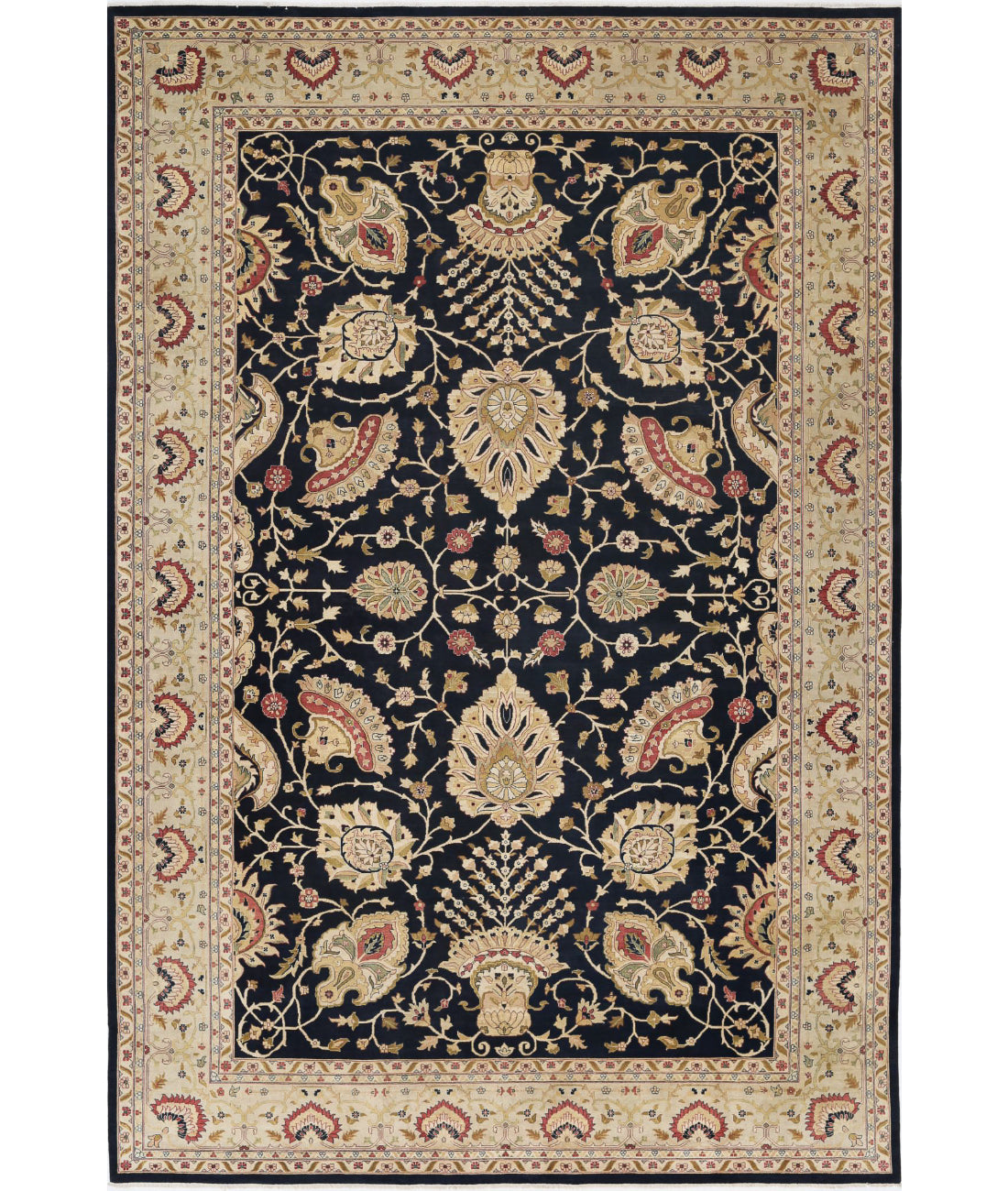 Ziegler 11'9'' X 17'8'' Hand-Knotted Wool Rug 11'9'' x 17'8'' (353 X 530) / Blue / Ivory