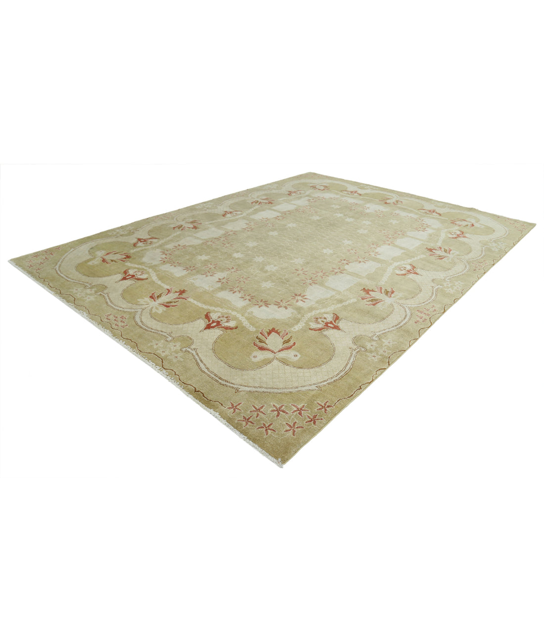 Ziegler 9'1'' X 12'1'' Hand-Knotted Wool Rug 9'1'' x 12'1'' (273 X 363) / Green / Ivory