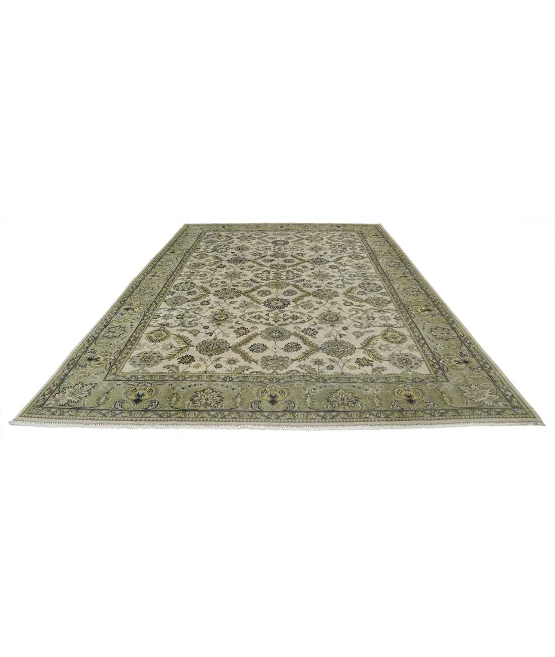 Ziegler 8'7'' X 12'0'' Hand-Knotted Wool Rug 8'7'' x 12'0'' (258 X 360) / Ivory / Green