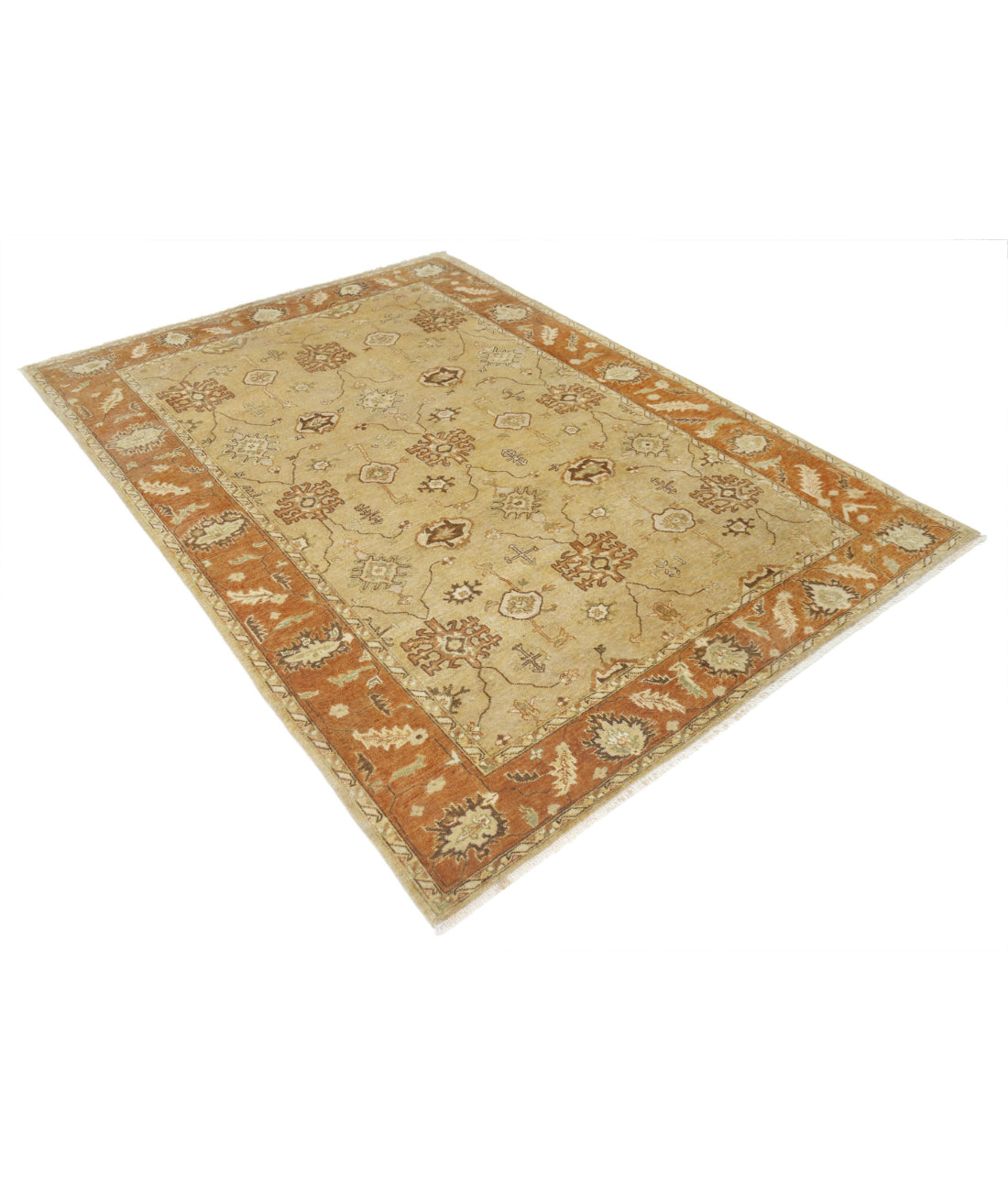 Ziegler 5'5'' X 7'5'' Hand-Knotted Wool Rug 5'5'' x 7'5'' (163 X 223) / Beige / Rust