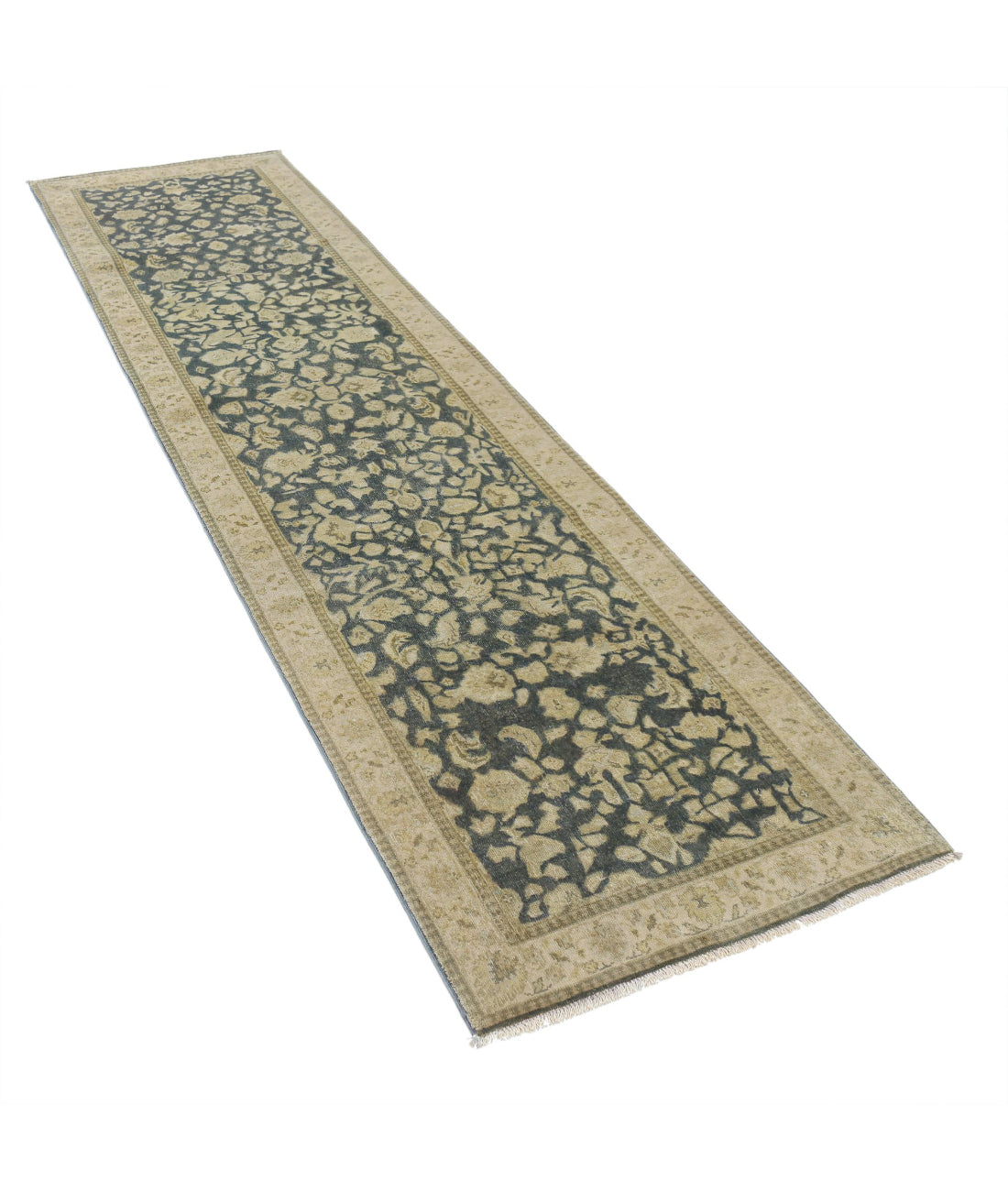 Ziegler 2'7'' X 9'7'' Hand-Knotted Wool Rug 2'7'' x 9'7'' (78 X 288) / Blue / Ivory