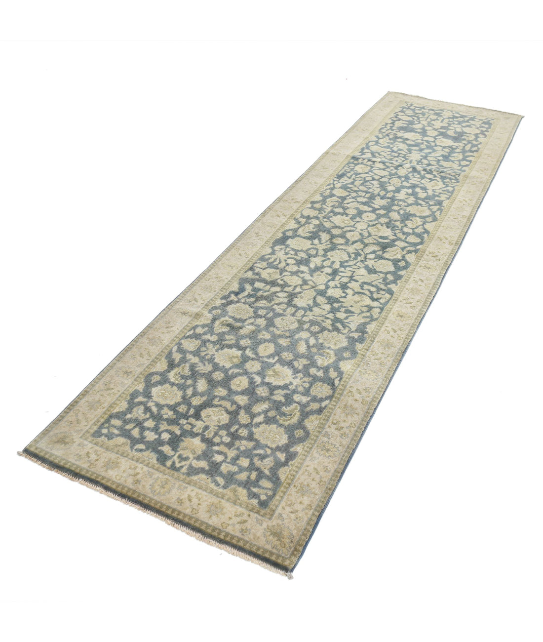 Ziegler 2'7'' X 9'7'' Hand-Knotted Wool Rug 2'7'' x 9'7'' (78 X 288) / Blue / Ivory