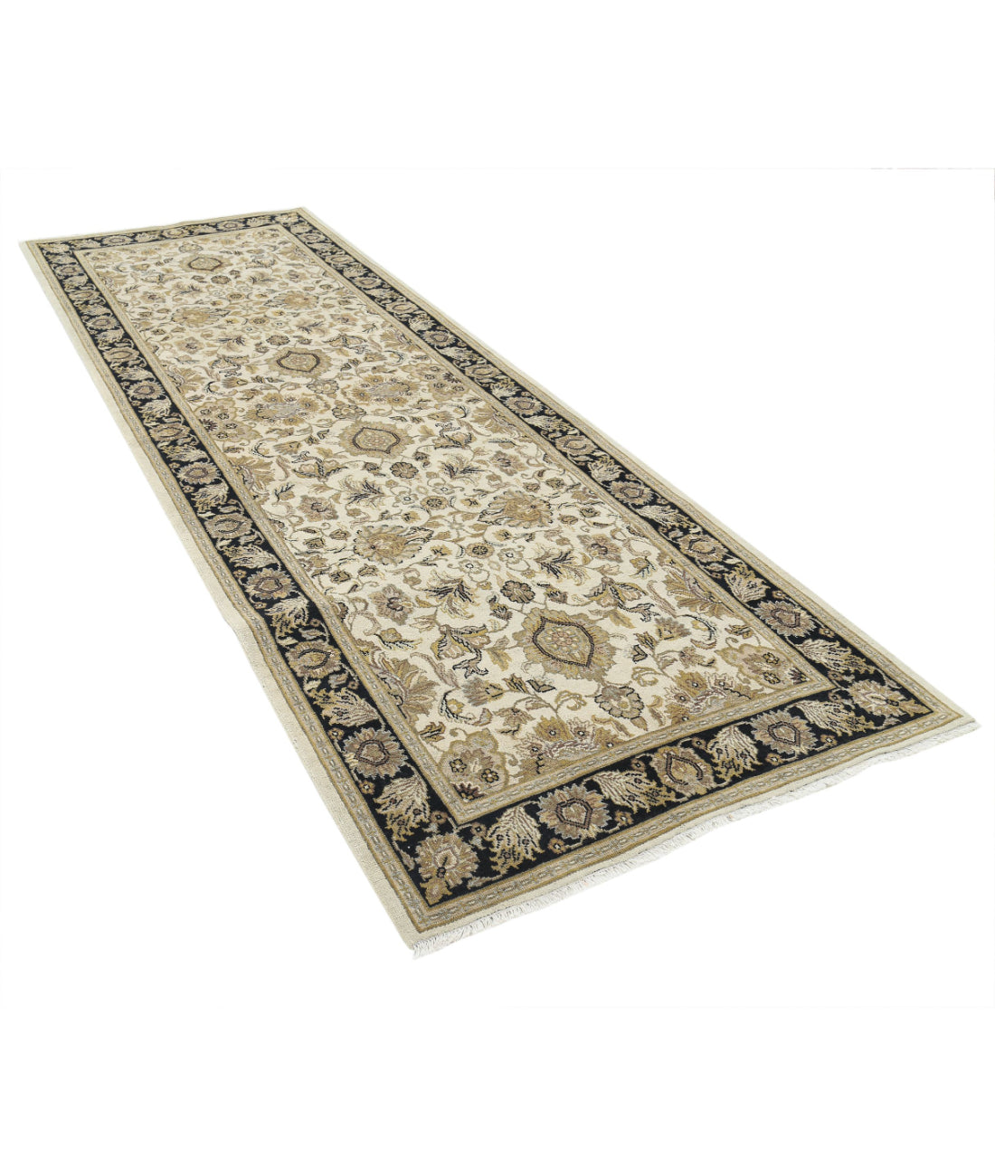 Ziegler 4'0'' X 11'6'' Hand-Knotted Wool Rug 4'0'' x 11'6'' (120 X 345) / Ivory / Black