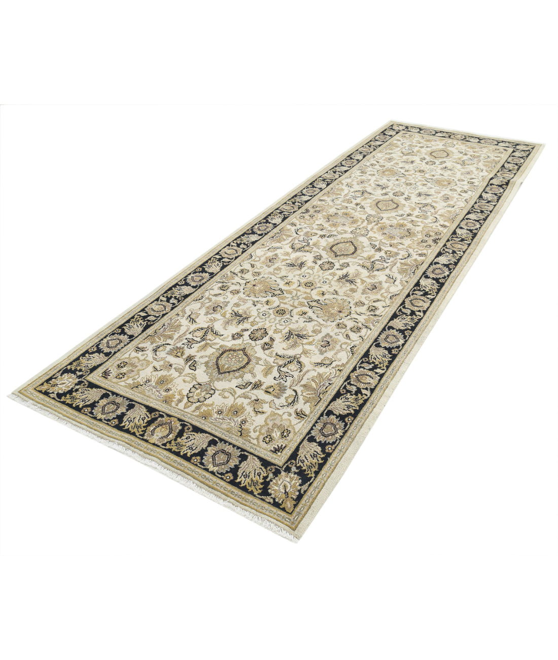 Ziegler 4'0'' X 11'6'' Hand-Knotted Wool Rug 4'0'' x 11'6'' (120 X 345) / Ivory / Black