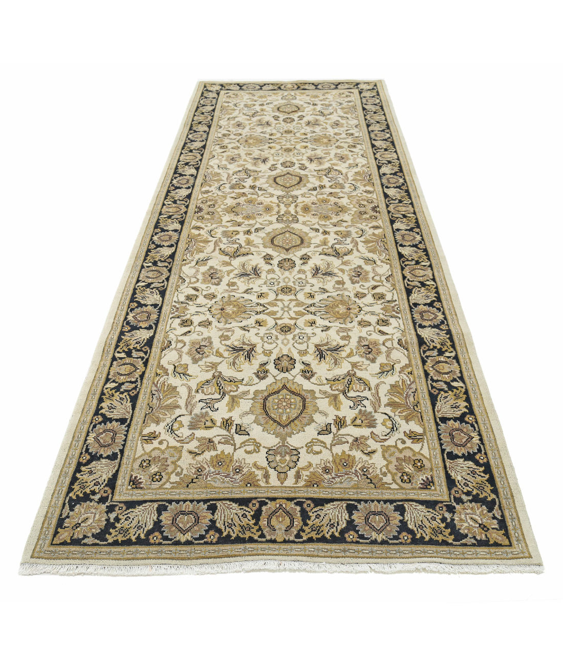 Ziegler 4'0'' X 11'6'' Hand-Knotted Wool Rug 4'0'' x 11'6'' (120 X 345) / Ivory / Black