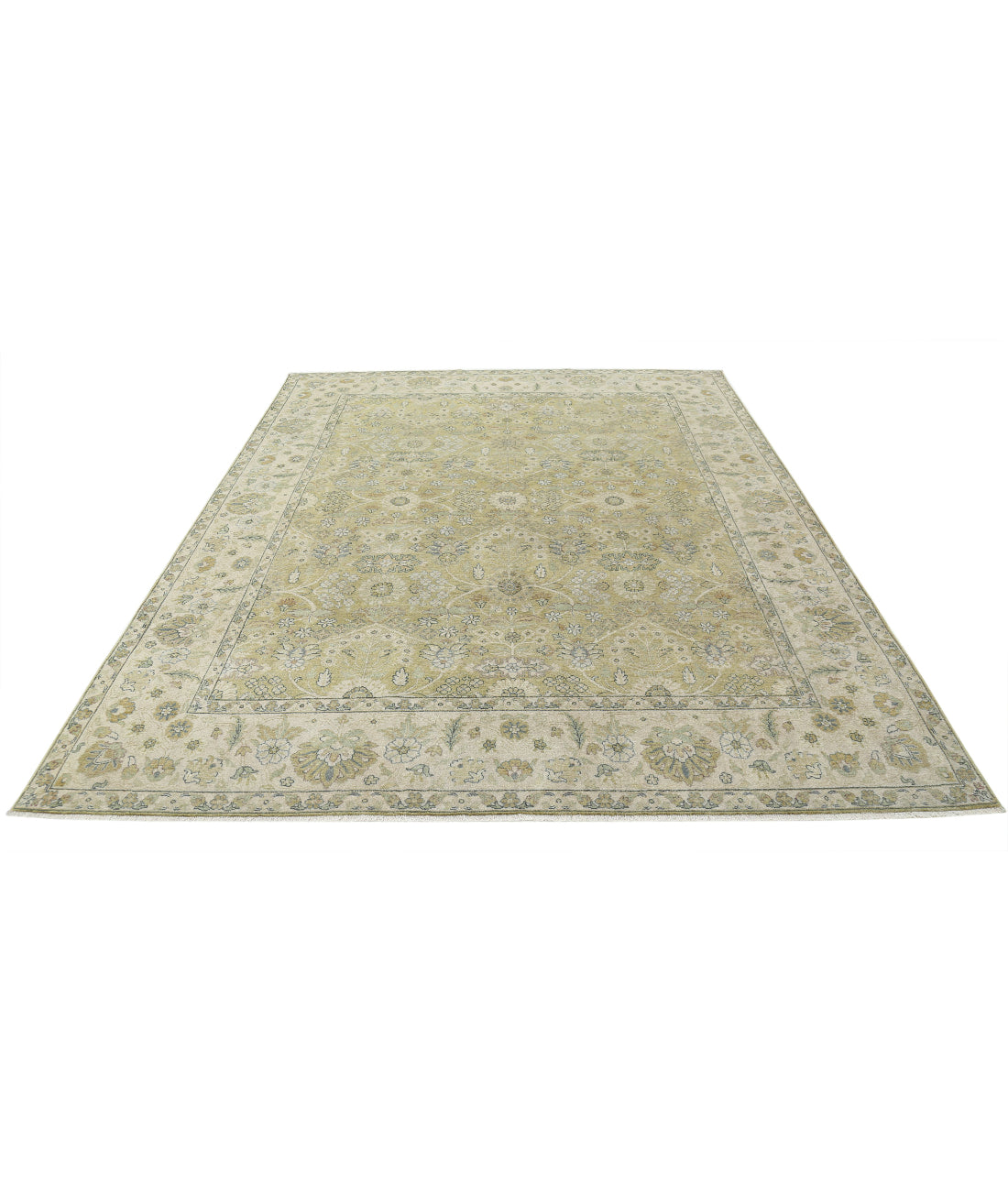 Ziegler 7'9'' X 9'9'' Hand-Knotted Wool Rug 7'9'' x 9'9'' (233 X 293) / Green / Ivory