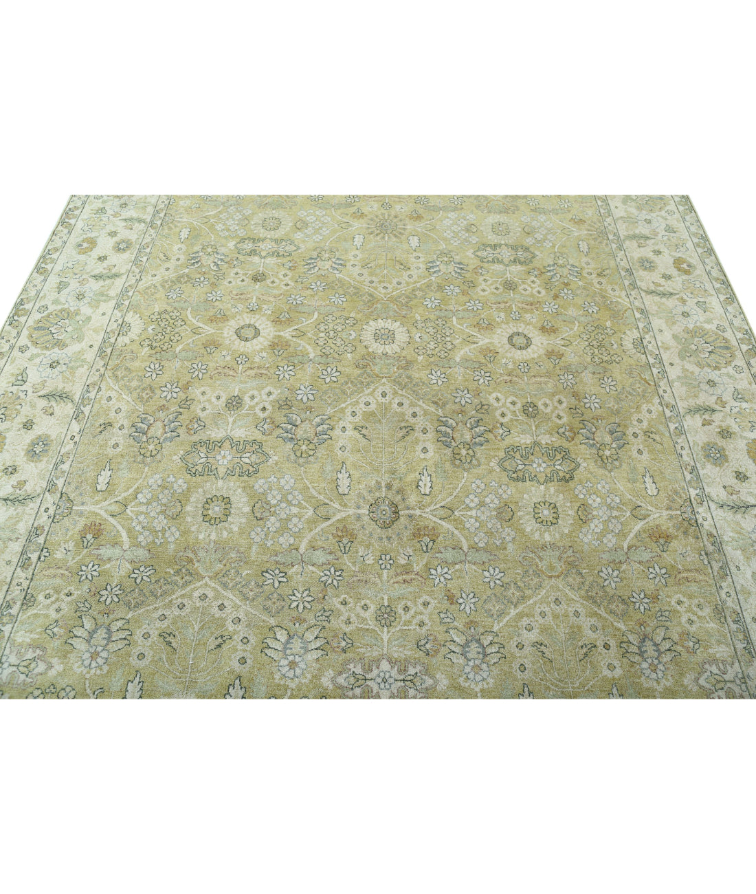 Ziegler 7'9'' X 9'9'' Hand-Knotted Wool Rug 7'9'' x 9'9'' (233 X 293) / Green / Ivory