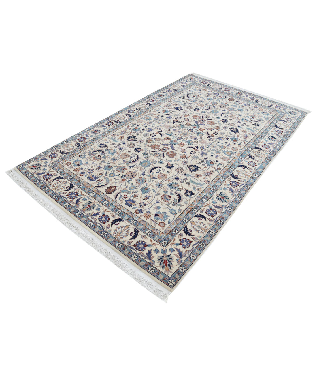 Heritage 5'0'' X 8'0'' Hand-Knotted Wool Rug 5'0'' x 8'0'' (150 X 240) / Ivory / Blue