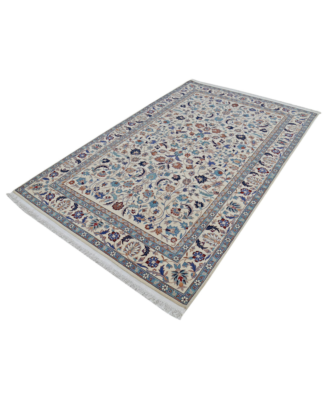 Heritage 5'0'' X 8'0'' Hand-Knotted Wool Rug 5'0'' x 8'0'' (150 X 240) / Ivory / Blue