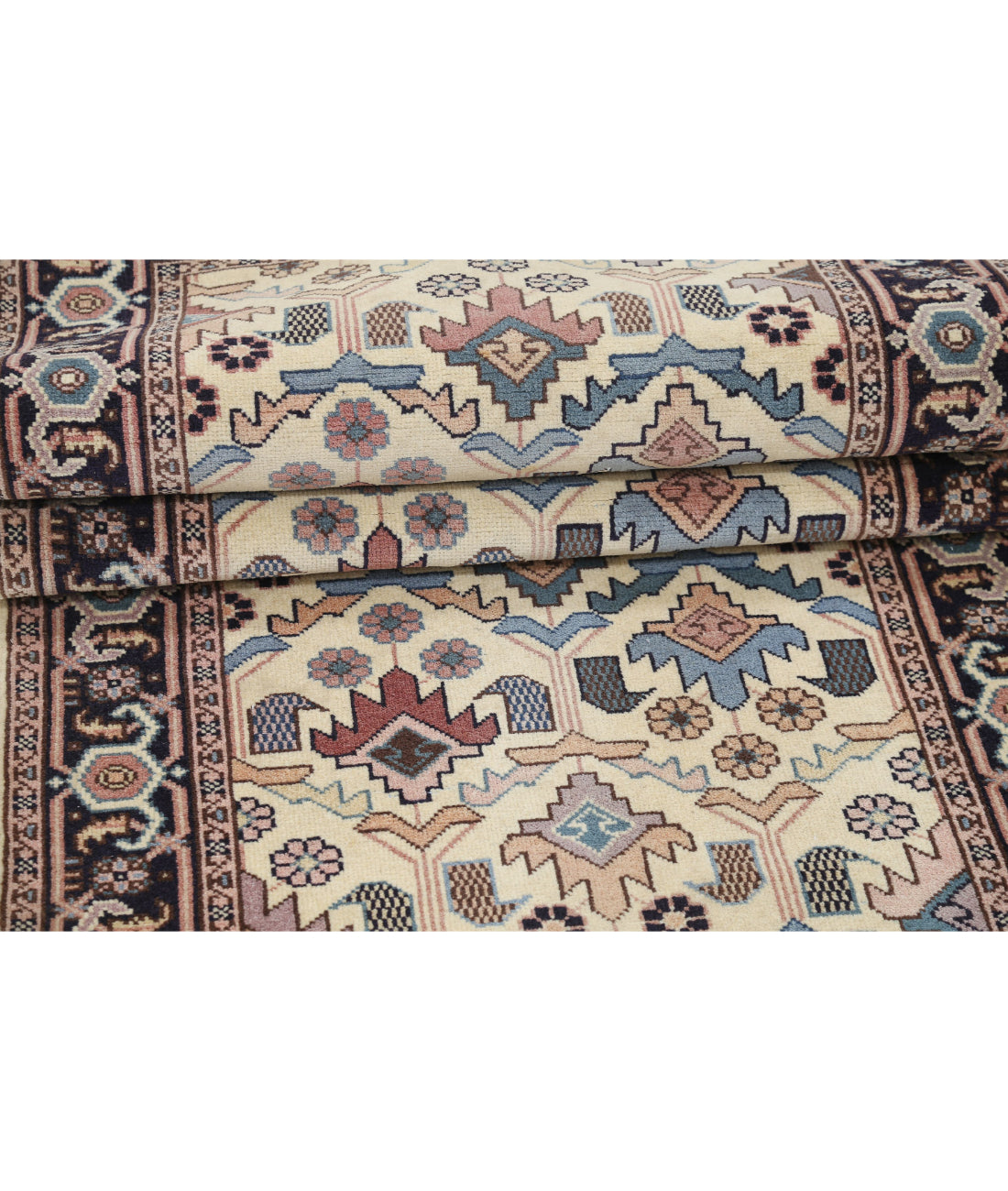 Heritage 2'8'' X 13'7'' Hand-Knotted Wool Rug 2'8'' x 13'7'' (80 X 408) / Beige / Blue