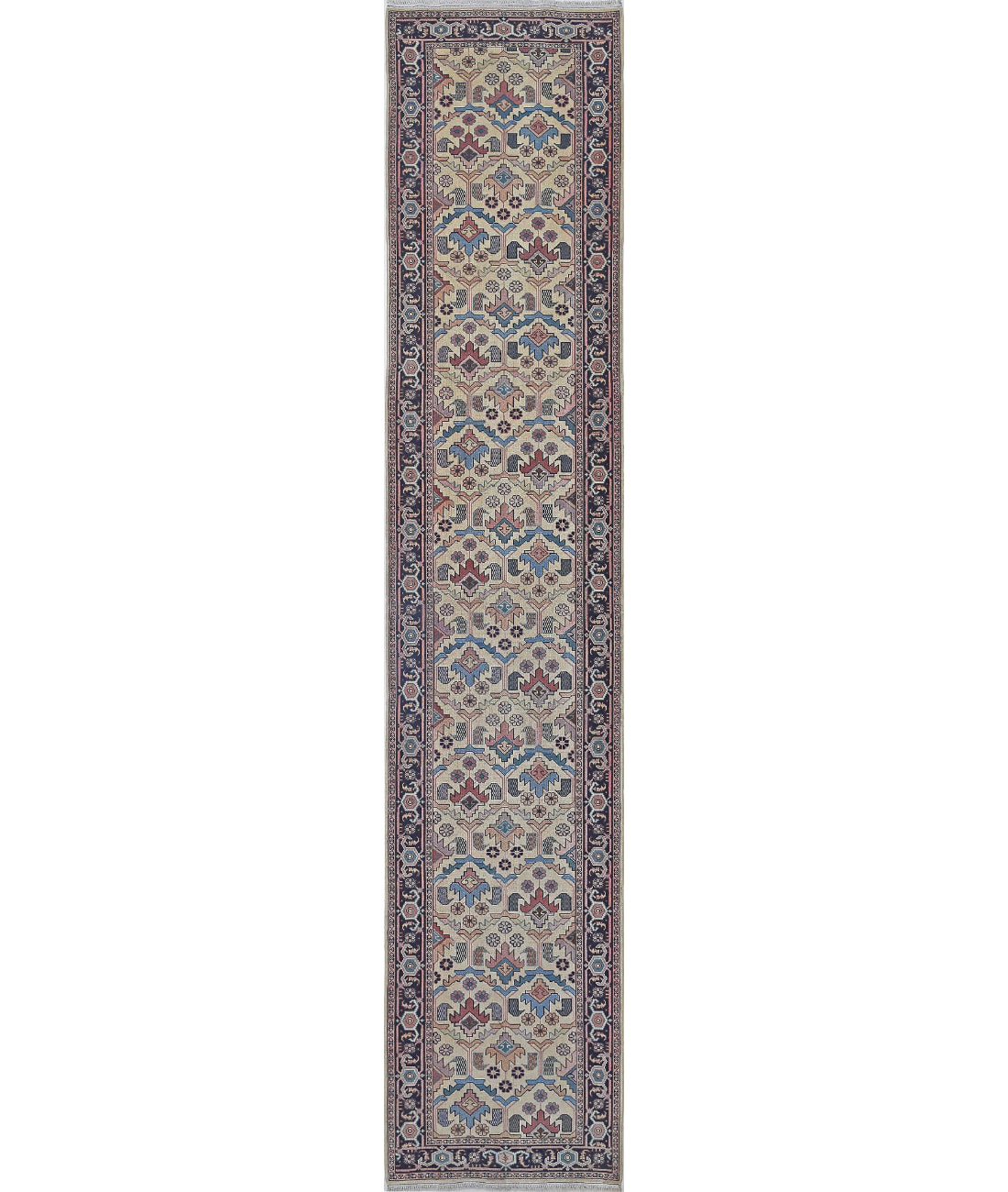 Heritage 2'8'' X 13'7'' Hand-Knotted Wool Rug 2'8'' x 13'7'' (80 X 408) / Beige / Blue