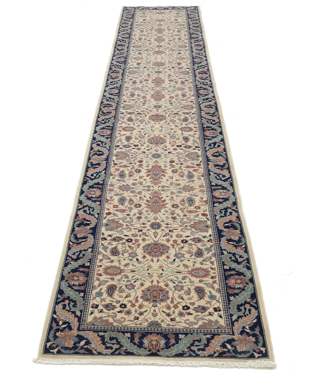 Heritage 2'7'' X 13'9'' Hand-Knotted Wool Rug 2'7'' x 13'9'' (78 X 413) / Ivory / Blue