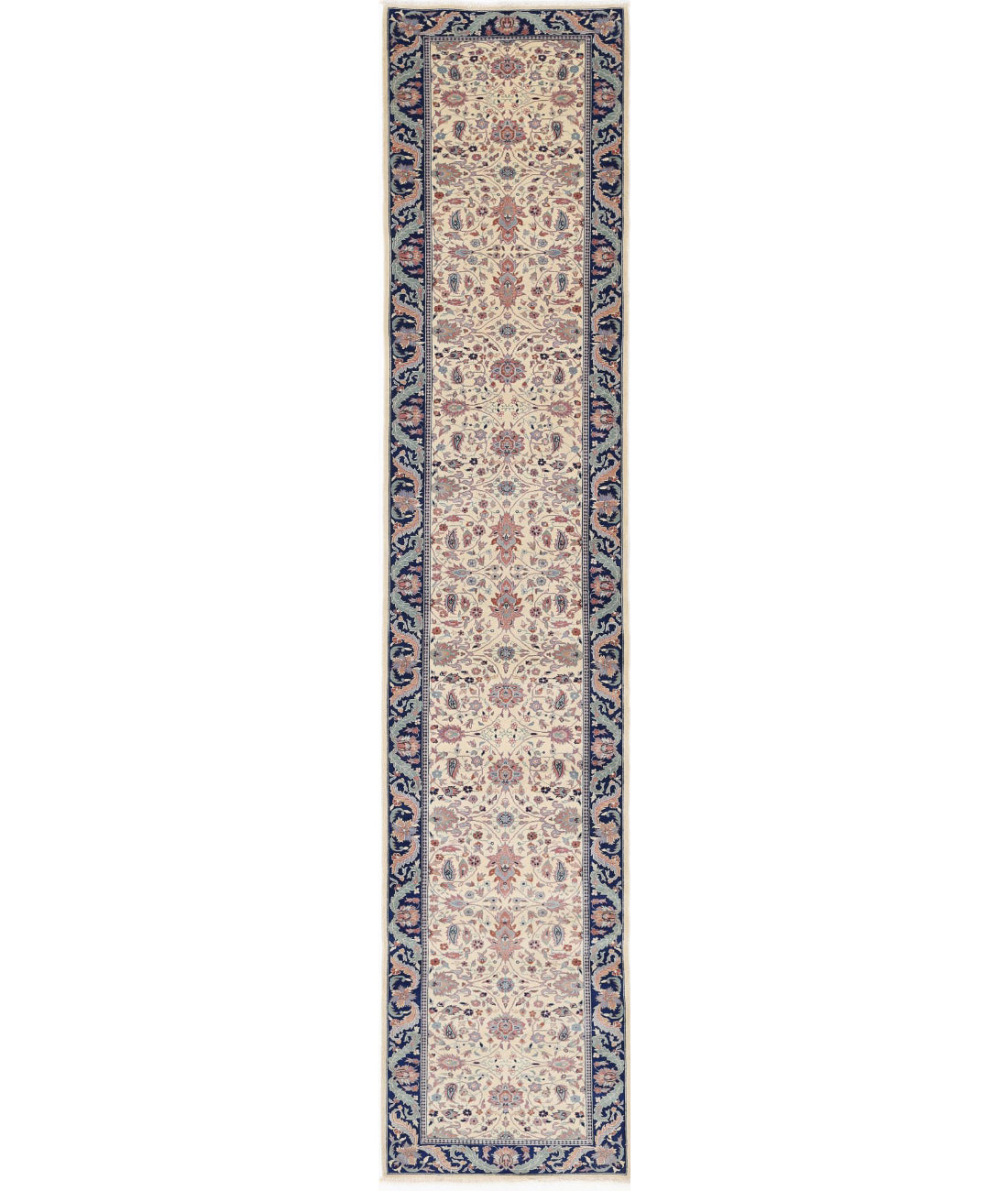 Heritage 2'7'' X 13'9'' Hand-Knotted Wool Rug 2'7'' x 13'9'' (78 X 413) / Ivory / Blue