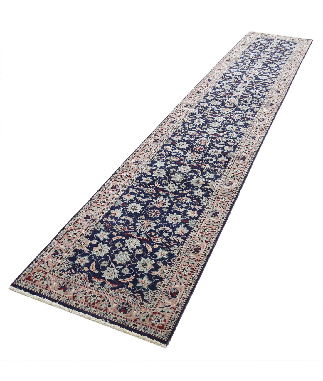 Heritage 2'6'' X 13'8'' Hand-Knotted Wool Rug 2'6'' x 13'8'' (75 X 410) / Blue / Pink